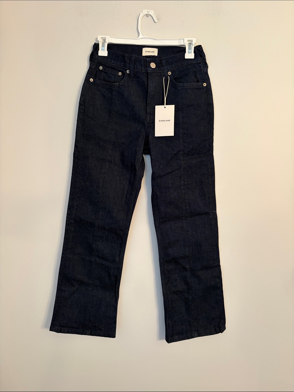 Everlane Dark Indigo High-Rise Kick Flare Cropped Women's Jeans NWT